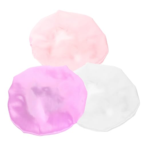 GOOHOCHY 3 Stück Teiliges Satin Bonnet mit Elastischem Bund und Bindeband Weiche für Mädchen Weiß und Lila Atmungsaktive Haarkappen für Lockiges Haar und Nachtgebrauch von GOOHOCHY