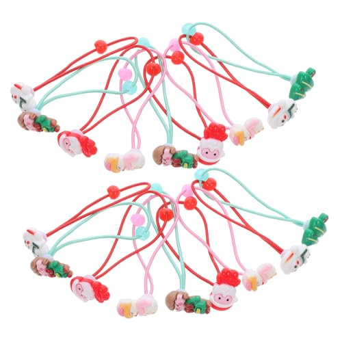 GOOHOCHY 30 Stück Teiliges Weihnachts Haarseil für Mädchen Bunte Elastische Haargummis Haarschäden Weiche Cartoonfarbene Haargummis für Schule Festtage und Alltag von GOOHOCHY