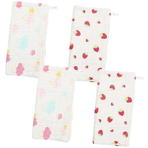 GOOHOCHY 4stücke Teiliges Von Waschbaren Saugfähigen Druck- -handtüchern Bunten Wolken Und Erdbeer-designs Als Gesichtstuch Handtuch Oder Schweißtuch von GOOHOCHY