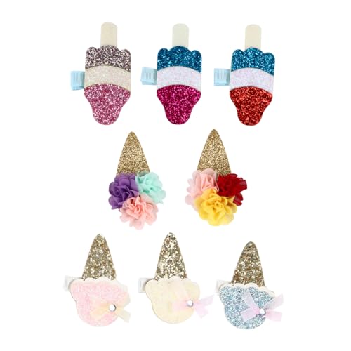 GOOHOCHY 8 Stück Teiliges Mädchen Haarschmuck Eiscreme Haarnadeln Glitzernde Haarspangen Bunte Sparkly Barrettes für Geeignet von GOOHOCHY