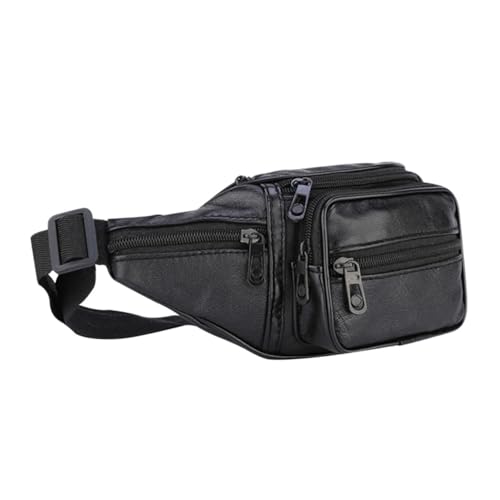 GOOHOCHY Cowhide Hüfttasche Herren Verstellbar Praktische Bauchtasche für Sport Outdoor Wandern Radfahren Alltag Langlebig Robust von GOOHOCHY