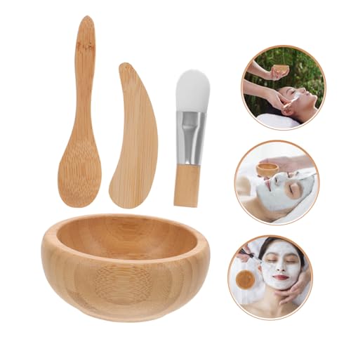 GOOHOCHY Gesichtsmasken Rührschüssel Set Teilig Holzschale Spatel Pinsel DIY Kosmetik Werkzeug Leicht Tragbar für Frauen Hautpflege Spa Anwendung von GOOHOCHY