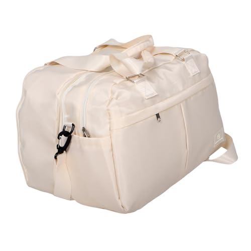 GOOHOCHY Reisetasche Für Herren Erweiterbare Sporttasche Mit Nass- Trockenfach Große Kapazität Leicht Und Tragbar Für Fitness Reisen Und Kurztrips Cremefarben von GOOHOCHY