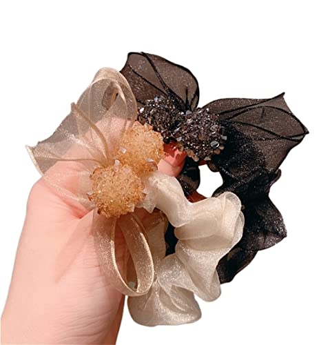 Haare Ringe Haargummis 2 Stück Schillernde Haarfliegen Schleifenknoten Haargummis Stirnbänder Pferdeschwanzhalter Für Mädchen Haarbänder Pferdeschwanz von GOOPEEG