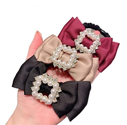 Haare Ringe Haargummis 3pcs Glänzender Bogen-Haar-Ring-französischer Retro-Haar-Zusatz-Headwear-Haar-Seil-Frauen Haarbänder Pferdeschwanz von GOOPEEG