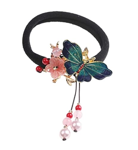 Haare Ringe Haargummis Haargummis Pferdeschwanz-Halter Schmetterling Pfirsichblüte Zopf-Krawatten Für Frauen Mädchen Haarbänder Pferdeschwanz von GOOPEEG
