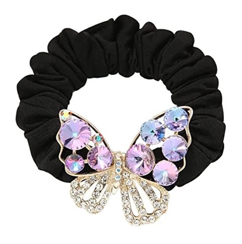 Haare Ringe Haargummis Koreanische Art-Legierungs-Rhinestone-Schmetterlings-hohe Elastizität-Gummiband-Haar-Seil Für Mädchen Haarbänder Pferdeschwanz(A) von GOOPEEG