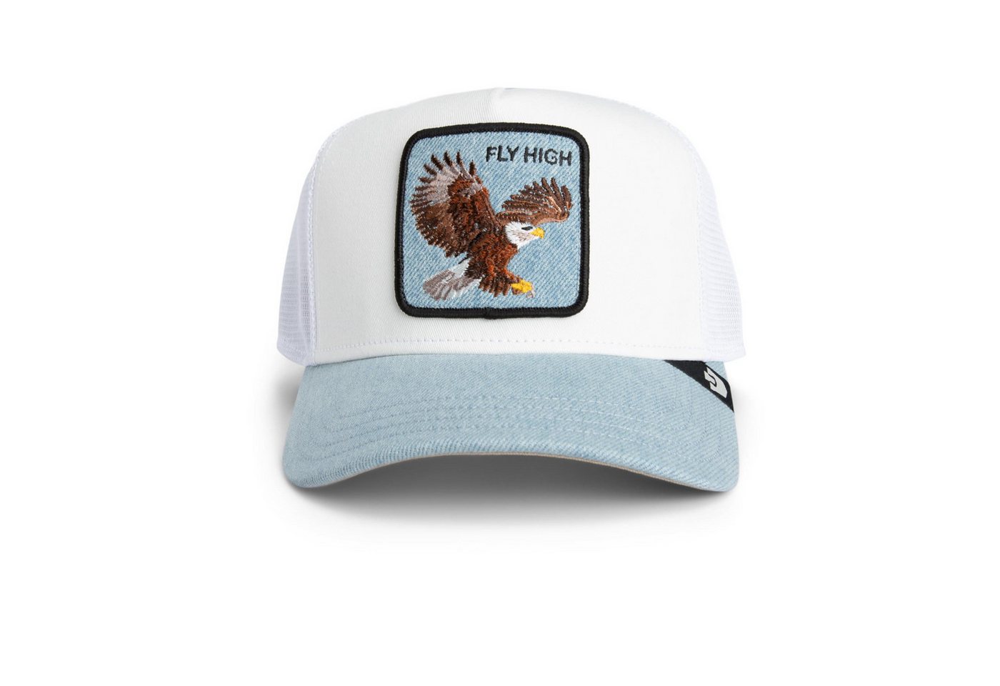 GOORIN Bros. Trucker Cap Goorin Bros. Denim Fly High Trucker Cap Light Denim (Basecap, Basecap, Meshcap, Trucker Kappe) Bedruckte Innenseite von GOORIN Bros.