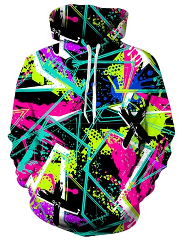 GOOSMI 3D Hoodie Herren Herbst Kordelzug Sweatshirt Herren Graffiti Farbkontrast Kapuzen Sweatshirt Herren Jugend Kapuzenpullover Einzigartig Herren NN-01 3XL von GOOSMI