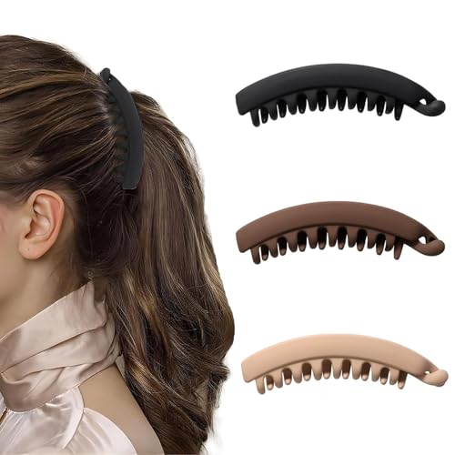 Bananen-Haarspangen für Damen, 13 cm, große Kralle, Bananen-Clips für dickes Haar, niedliches Zubehör, 3 Stück Bananen-Haarspangen für Damen, 13 cm, große Kralle, Bananen-Clips für dickes Haar, niedliches Zubehör, 3 Stück von GOOWEAYY