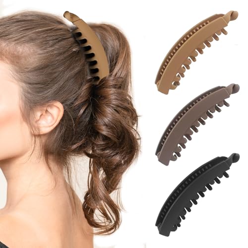 Bananen-Haarspangen für Damen, 13 cm, große Kralle, Bananen-Clips für dickes Haar, niedliches Zubehör, 3 Stück Bananen-Haarspangen für Damen, 13 cm, große Kralle, Bananen-Clips für dickes Haar, niedliches Zubehör, 3 Stück von GOOWEAYY