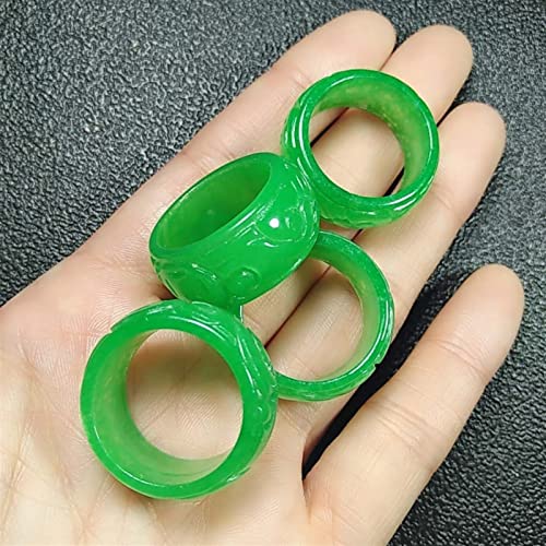 GOOZHI Ringe, Echter grüner Jadering Herren- und Damenringe handgeschnitzt Exquisiter Jaditring Jadeschmuck Jadegeschenk(Inner diameter17mm) von GOOZHI