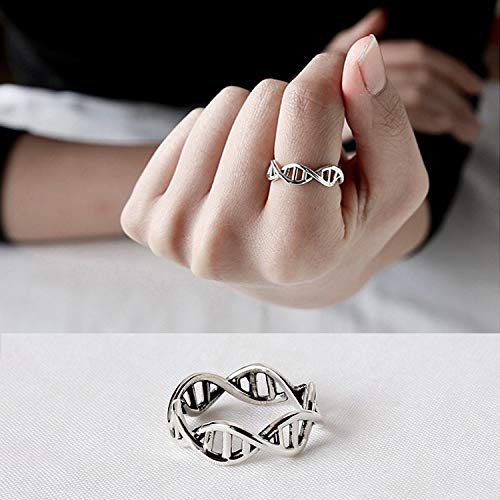 GOOZHI Ringe, Verstellbarer Ring aus 925er Sterlingsilber for Damen, Vintage-Mode, kreative hohle DNA-Form, Rock-Stil, Geburtstagsgeschenk for Damen, Party-Accessoires von GOOZHI