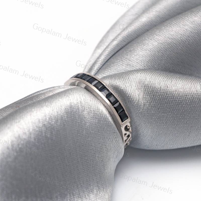 Blauer Saphir Halb Eternity Band-925 Sterling Silber Ring-September Birthstone-Edelstein Ring-Chain Setting Ring Für Geschenk von GOPALAMJEWELS