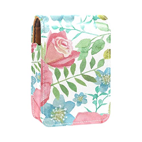 Acuarela Lippenstift-Etui, tragbare Make-up-Tasche, Reise-Lippenstift-Organizer, Etui mit Spiegel, Mini-Lippenstift-Aufbewahrungsbox für Damen, Mehrfarbig, 9.5x2x7 cm/3.7x0.8x2.7 in von GORDESC