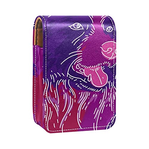 Border Collie Lippenstift-Halter, Lippenstift-Etui, tragbare Make-up-Tasche, Reise-Lippenstift-Organizer, Etui mit Spiegel, Mini-Lippenstift-Aufbewahrungsbox für Frauen, Mehrfarbig, 9.5x2x7 von GORDESC