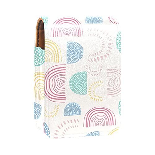 Bunte Lippenstift-Aufbewahrungsbox im botanischen Stil, tragbare Make-up-Tasche, Reise-Lippenstift-Organizer, Etui mit Spiegel, Mini-Lippenstift-Aufbewahrungsbox für Damen, Mehrfarbig, 9.5x2x7 von GORDESC