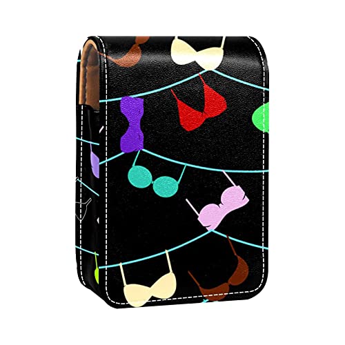 Bustiers Lippenstift-Halter, Lippenstift-Etui, tragbare Make-up-Tasche, Reise-Lippenstift-Organizer, Etui mit Spiegel, Mini-Lippenstift-Aufbewahrungsbox für Frauen, Mehrfarbig, 9.5x2x7 cm/3.7x0.8x2.7 von GORDESC