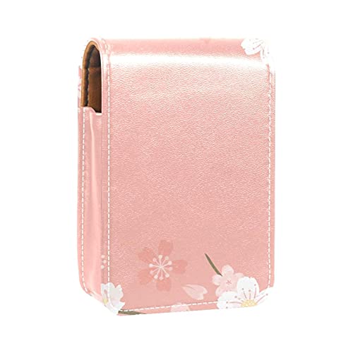 Cherry Blossom Lipgloss-Halter, Lippenstift-Etui, tragbare Make-up-Tasche, Reise-Lippenstift-Organizer, Etui mit Spiegel, Mini-Lippenstift-Aufbewahrungsbox für Frauen, Mehrfarbig, 9.5x2x7 von GORDESC