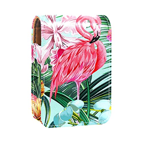 Flamingo Lipgloss-Halter, Lippenstift-Etui, tragbare Make-up-Tasche, Reise-Lippenstift-Organizer, Etui mit Spiegel, Mini-Lippenstift-Aufbewahrungsbox für Damen, Mehrfarbig, 9.5x2x7 cm/3.7x0.8x2.7 in von GORDESC