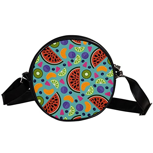 GORDESC Runde Crossbody-Taschen mit frischen Früchten, Umhängetasche, Handtasche, für Damen und Mädchen von GORDESC