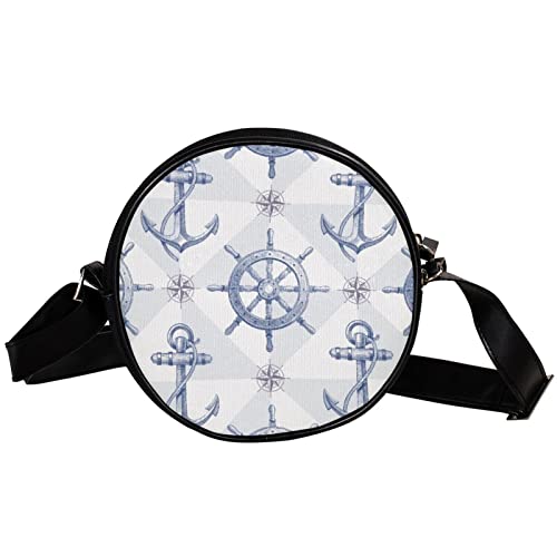GORDESC Umhängetasche mit maritimem Anker-Motiv, rund, für Damen und Mädchen von GORDESC