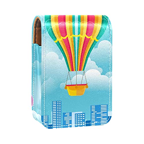 Heißluftballon-Halter für Lippenstifte, tragbare Make-up-Tasche, Reise-Lippenstift-Organizer, Etui mit Spiegel, Mini-Lippenstift-Aufbewahrungsbox für Frauen, Mehrfarbig, 9.5x2x7 cm/3.7x0.8x2.7 in von GORDESC