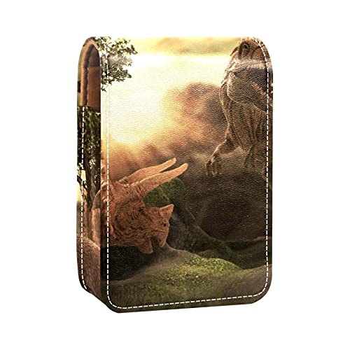 Kreidezeit-Dinosaurier, Tyrannosaurus, Lipgloss-Halter, Lippenstift-Etui, tragbare Make-up-Tasche, Reise-Lippenstift-Organizer, Etui mit Spiegel, Mini-Lippenstift-Aufbewahrungsbox für Frauen, von GORDESC