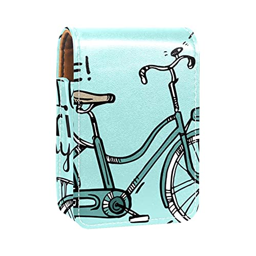 Lippenstift-Etui, Vintage-Stil, "I Love Ride My Bike", Lippenstift-Organizer, mit Spiegel, Mini-Lippenstift-Aufbewahrungsbox für Damen, Mehrfarbig, 9.5x2x7 cm/3.7x0.8x2.7 in von GORDESC