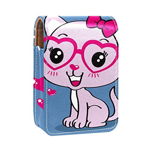 Lippenstift-Etui, tragbar, für Reisen, Lippenstift-Organizer, mit Spiegel, Mini-Lippenstift-Aufbewahrungsbox für Damen, Rosa, Mehrfarbig, 9.5x2x7 cm/3.7x0.8x2.7 in von GORDESC