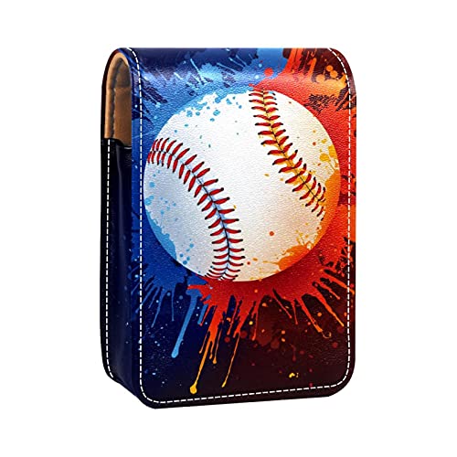 Lippenstift-Etui für Sport, Baseball, Kunst, Lipgloss, tragbare Make-up-Tasche, Reise-Lippenstift-Organizer, Etui mit Spiegel, Mini-Lippenstift-Aufbewahrungsbox für Damen, Mehrfarbig, 9.5x2x7 von GORDESC