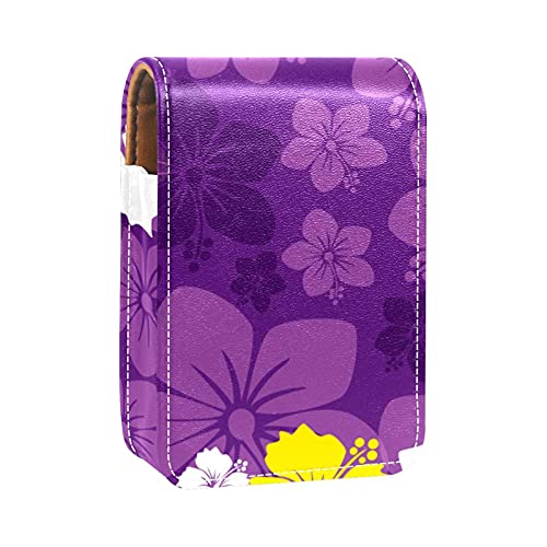 Lippenstift-Etui mit Hawaii-Blumenmuster, tragbar, Make-up-Tasche, Reise-Lippenstift-Organizer, Etui mit Spiegel, Mini-Lippenstift-Aufbewahrungsbox für Damen, Mehrfarbig, 9.5x2x7 cm/3.7x0.8x2.7 in von GORDESC