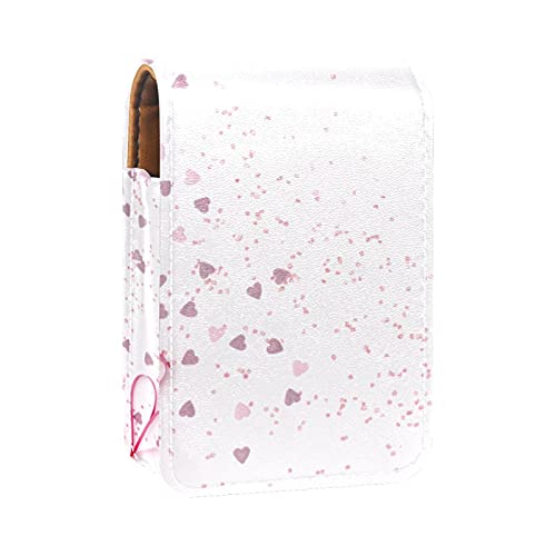 Lippenstift-Etui mit Herzrahmen, tragbare Make-up-Tasche, Reise-Lippenstift-Organizer, Etui mit Spiegel, Mini-Lippenstift-Aufbewahrungsbox für Damen, Mehrfarbig, 9.5x2x7 cm/3.7x0.8x2.7 in von GORDESC