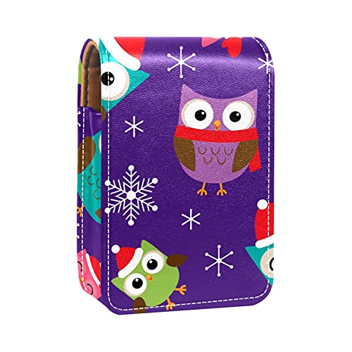 Lippenstift-Etui mit niedlichem Cartoon-Eulen-Muster, Lippenstift-Etui, tragbare Make-up-Tasche, Reise-Lippenstift-Organizer, Etui mit Spiegel, Mini-Lippenstift-Aufbewahrungsbox für Damen, Mehrfarbig, von GORDESC