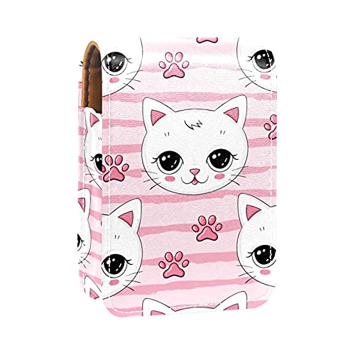 Lippenstift-Etui mit niedlichem rosa Katzenkrallen-Muster, Lippenstift-Halter, tragbare Make-up-Tasche, Reise-Lippenstift-Organizer, Etui mit Spiegel, Mini-Lippenstift-Aufbewahrungsbox für Damen, von GORDESC