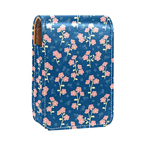 Lippenstift-Etui mit rosa Blumenmuster, tragbare Make-up-Tasche, Reise-Lippenstift-Organizer, Etui mit Spiegel, Mini-Lippenstift-Aufbewahrungsbox für Damen, Mehrfarbig, 9.5x2x7 cm/3.7x0.8x2.7 in von GORDESC