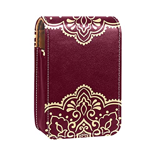 Lippenstift-Halter im arabischen Stil, Arabesque-Muster, tragbare Make-up-Tasche, Reise-Lippenstift-Organizer, Etui mit Spiegel, Mini-Lippenstift-Aufbewahrungsbox für Damen, Mehrfarbig, 9.5x2x7 von GORDESC