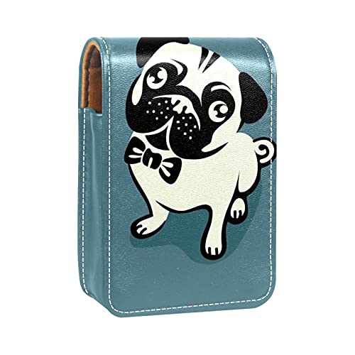 Make-up-Lippenstift-Etui für draußen, Bulldogge, tragbarer Lippenstift-Organizer mit Spiegel, Mini-Make-up-Tasche für bis zu 3 Lippenstifte, Mehrfarbig, 9.5x2x7 cm/3.7x0.8x2.7 in von GORDESC