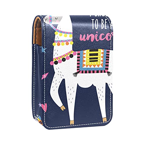 Make-up-Lippenstift-Etui für draußen, Cartoon-Motiv "I Choose to Be A Unicorn", Herz, Stern, Pfeil, Wolke, tragbarer Lippenstift-Organizer mit Spiegel, Mini-Make-up-Tasche für bis zu 3 Lippenstifte, von GORDESC