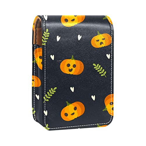 Make-up-Lippenstift-Etui für draußen, Halloween, Kürbis, Grimasse, Lipgloss-Halter, Lippenstift-Etui, tragbare Make-up-Tasche, Reise-Lippenstift-Organizer, Etui mit Spiegel, von GORDESC