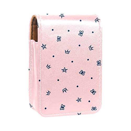 Make-up-Lippenstift-Etui für draußen, Prinzessinnenkrone, Rosa, tragbarer Lippenstift-Organizer mit Spiegel, Mini-Make-up-Tasche für bis zu 3 Lippenstifte, Mehrfarbig, 9.5x2x7 cm/3.7x0.8x2.7 in von GORDESC