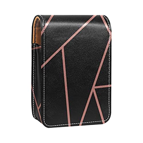 Moderner Lippenstift-Halter mit schwarzem Hintergrund, tragbare Make-up-Tasche, Reise-Lippenstift-Organizer, Etui mit Spiegel, Mini-Lippenstift-Aufbewahrungsbox für Damen, Mehrfarbig, 9.5x2x7 von GORDESC