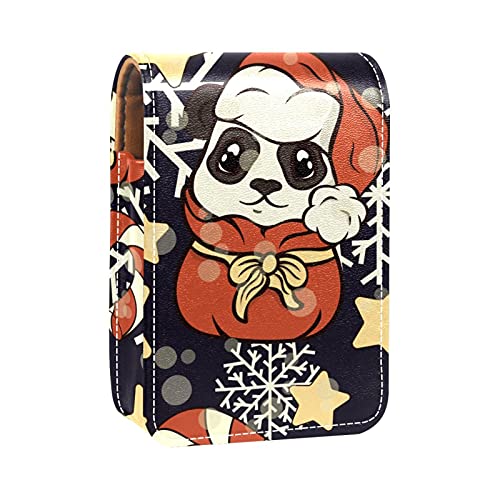 Niedlicher Cartoon-Panda-Chritsmas-Hut, Lipgloss-Halter, Lippenstift-Etui, tragbare Make-up-Tasche, Reise-Lippenstift-Organizer, Etui mit Spiegel, Mini-Lippenstift-Aufbewahrungsbox für Frauen, von GORDESC