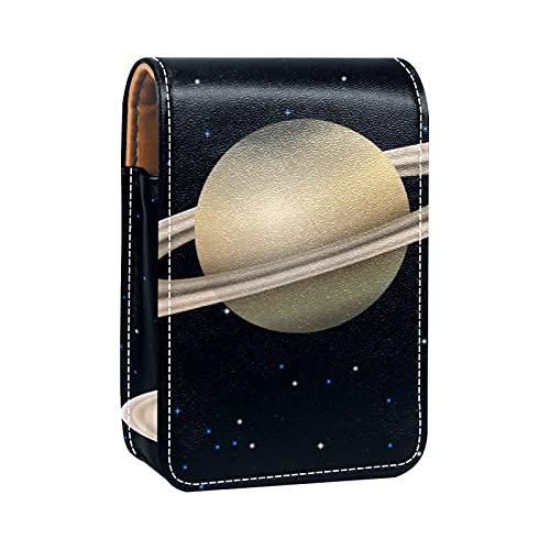 Saturn Planet Lipgloss-Halter, Lippenstift-Etui, tragbare Make-up-Tasche, Reise-Lippenstift-Organizer, Etui mit Spiegel, Mini-Lippenstift-Aufbewahrungsbox für Damen, Mehrfarbig, 9.5x2x7 cm/3.7x0.8x2.7 von GORDESC