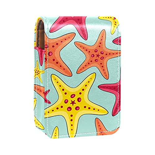 Sea Life Lippenstift-Halter, Lippenstift-Etui, tragbar, Reise-Lippenstift-Organizer, Etui mit Spiegel, Mini-Lippenstift-Aufbewahrungsbox für Damen, Rosa / Gelb / Orange, Mehrfarbig, 9.5x2x7 von GORDESC