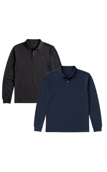 GORG 2er Set Herren Bio-Baumwolle Langarm-Poloshirt von GORG