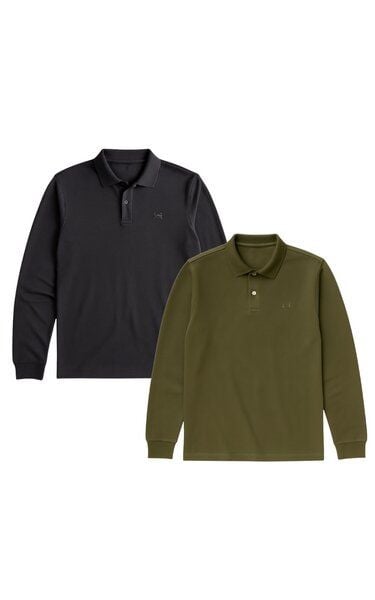 GORG 2er Set Herren Bio-Baumwolle Langarm-Poloshirt von GORG