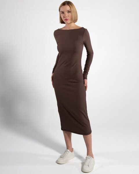 GORG Geripptes Damen-Langarmkleid aus Bio-Baumwolle & TENCEL Modal von GORG