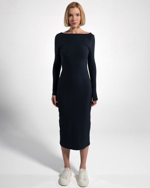 GORG Geripptes Damen-Langarmkleid aus Bio-Baumwolle & TENCEL Modal von GORG