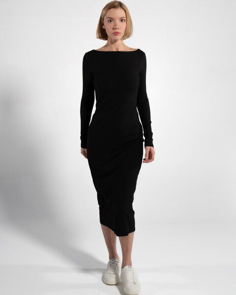 GORG Geripptes Damen-Langarmkleid aus Bio-Baumwolle & TENCEL Modal von GORG
